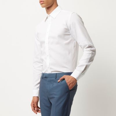 White point collar slim fit shirt